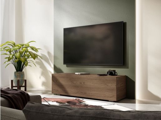 Meuble tv-hifi KINGSTON 1 porte battante 105 cm noyer