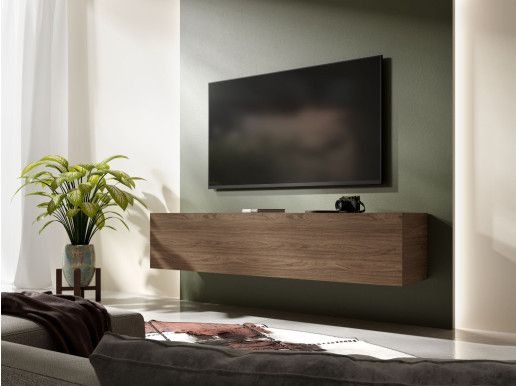 Meuble tv-hifi KINGSTON 1 porte battante 140 cm noyer