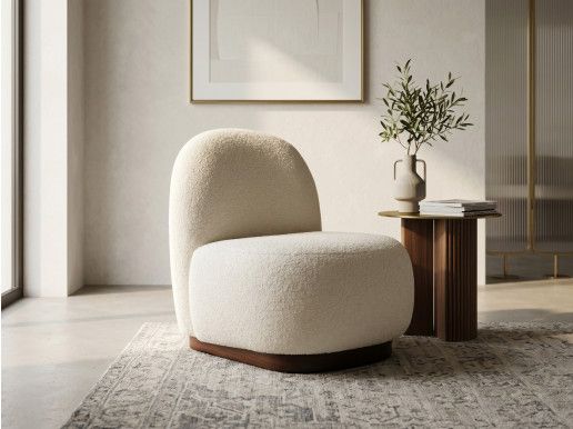 Fauteuil en bouclette TINAMU tissu blanc
