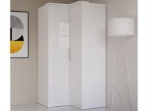 Armoire d'angle OPTICO 2 portes blanc/blanc brillant