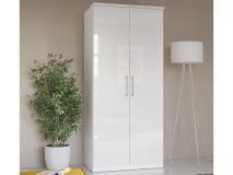 Armoire OPTICO 2 portes blanc/blanc brillant