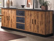 Buffet/bahut OBI 4 portes 3 tiroirs bois tropix
