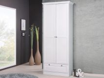 Armoire LANDO 2 portes 1 tiroir blanc