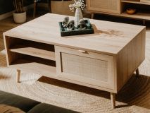 Table basse BALO chêne sonoma/effet roseau naturel