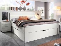 Lit SCARLETT 160x200 cm blanc avec trois tiroirs avec tête de lit à led