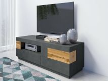 Meuble tv-hifi SILAC 1 porte abattante 2 tiroirs matera/chêne wotan
