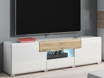 Meuble tv-hifi TORERO 2 portes 2 tiroirs sanremo/blanc laqué