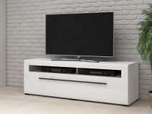 Meuble tv-hifi TULIO 1 tiroir 160 cm blanc/blanc laqué sans led