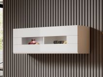 Armoire murale TOMASSON 1 porte battante blanc/blanc brillant avec led