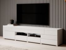 Meuble tv-hifi TOMASSON 2 portes 3 tiroirs blanc/blanc brillant