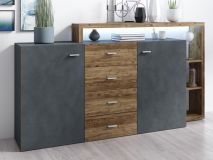 Buffet/bahut BOTSWANA 2 portes 4 tiroirs matera/chêne appenzeller