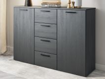 Commode GALACTIC 2 portes 4 tiroirs chêne carbon