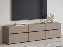 Meuble tv-hifi CROSSAIR 3 portes battantes 3 tiroirs taupe