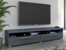 Meuble tv-hifi INAZO 2 portes 200 cm gris/gris laqué sans led