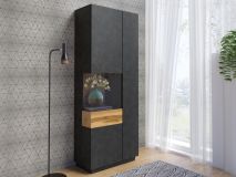 Vitrine SILAC 2 portes (gauche) matera/chêne wotan avec led