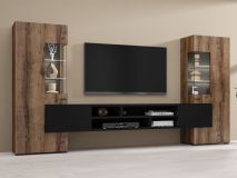 Mur tv-hifi KODI 4 portes chêne monastère/noir
