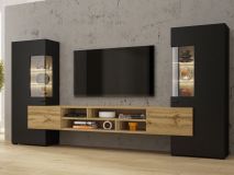 Mur tv-hifi KODI 4 portes chêne wotan/noir
