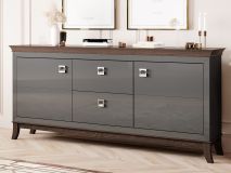 Buffet/bahut TIROSA 2 portes 2 tiroirs anthracite brillant