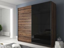 Armoire GALACTIC 2 portes 200 cm noir brillant/chêne monastère