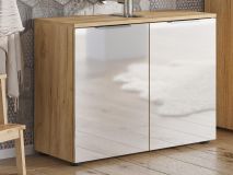 Meuble sous-lavabo AVIA 2 portes chêne navarra/blanc brillant