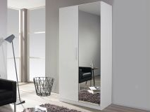 Armoire penderie MINOTOR 2 portes avec miroir blanc