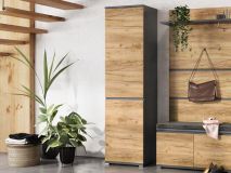 Armoire LIVINGSTONE 1 porte anthracite/chêne navarra