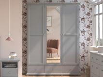 Armoire MARGARET 3 portes 3 tiroirs gris