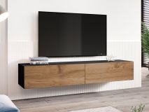 Meuble tv-hifi ZIGGY I 2 portes 180 cm noir/chêne wotan