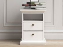 Chevet PARISA 2 tiroirs 1 niche ouverte gris blanc