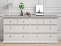 Buffet/bahut PARISA 8 tiroirs blanc
