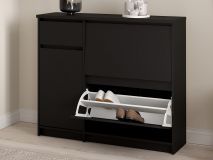 Meuble à chaussures NARIBA 3 portes 1 tiroir noir