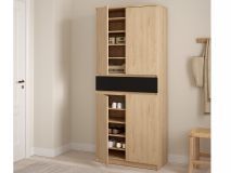 Armoire à chaussures NARIBA 4 portes chêne jackson/noir