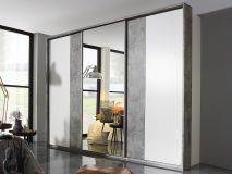 Armoire SIEG 3 portes coulissantes 278 cm blanc alpin/gris pierre