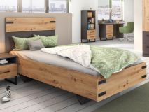 Lit BUTTO 90x200 cm chêne artisan/gris métal