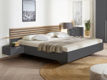 Lit LATINO 180x200 cm gris métal/chêne artisan