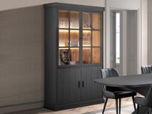 Vitrine RAPHEO 4 portes noir nox avec led