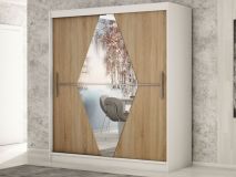 Armoire BOLIVAR 2 portes coulissantes 200 cm blanc/sonoma