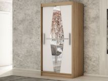 Armoire BOLIVAR 2 portes coulissantes 100 cm sonoma/blanc