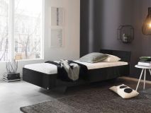 Lit IXANA 90x200 cm gris brillant avec tête de lit