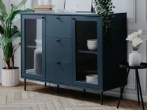 Commode CARACAL 2 portes 3 tiroirs bleu navy