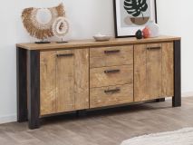 Buffet/bahut RUIZ 2 portes 3 tiroirs teck orangé