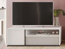 Meuble tv-hifi ILONA 1 porte 1 tiroir blanc/chêne salisbury