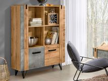 Armoire MILPO 2 portes 4 niches chêne wotan/béton