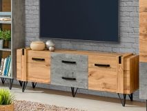 Meuble tv-hifi MILPO 2 portes 2 tiroirs chêne wotan/béton