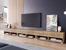 Meuble tv-hifi ACAPULCO 3 portes battantes 300 cm châtaignier naturel avec led