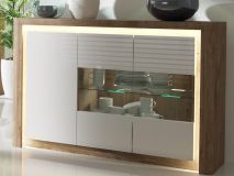 Buffet/bahut LIVOCO 3 portes chêne ribbec/blanc