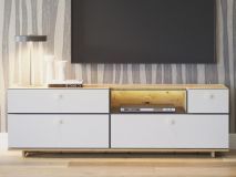 Meuble tv-hifi MODO 4 tiroirs chêne artisan/blanc alpin avec led
