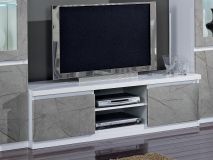 Meuble tv-hifi ROMEO 2 portes marbre/blanc