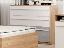 Commode PLANITY 3 tiroirs chêne nash/blanc/béton