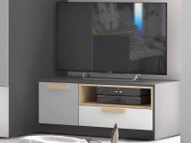 Meuble tv-hifi PIKA 1 porte 1 tiroir blanc/gris clair